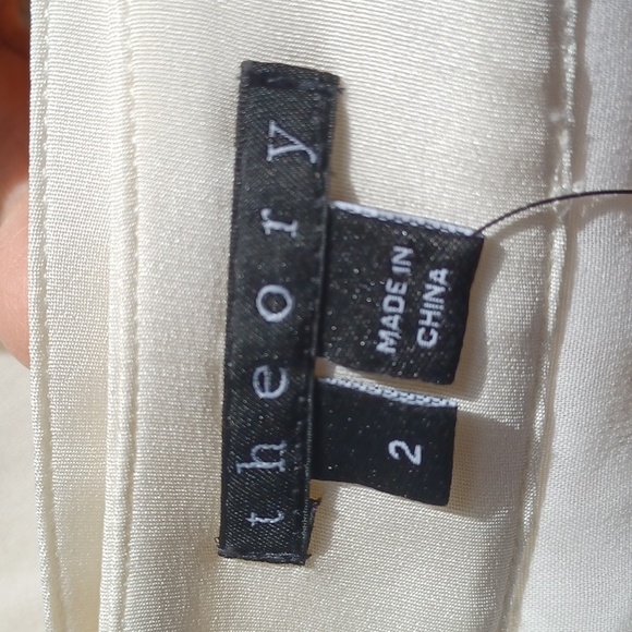 Theory "Anca" Basque White Gathered Silk Skirt W/Belt NEW- Sz. 2 - Picture 3 of 8